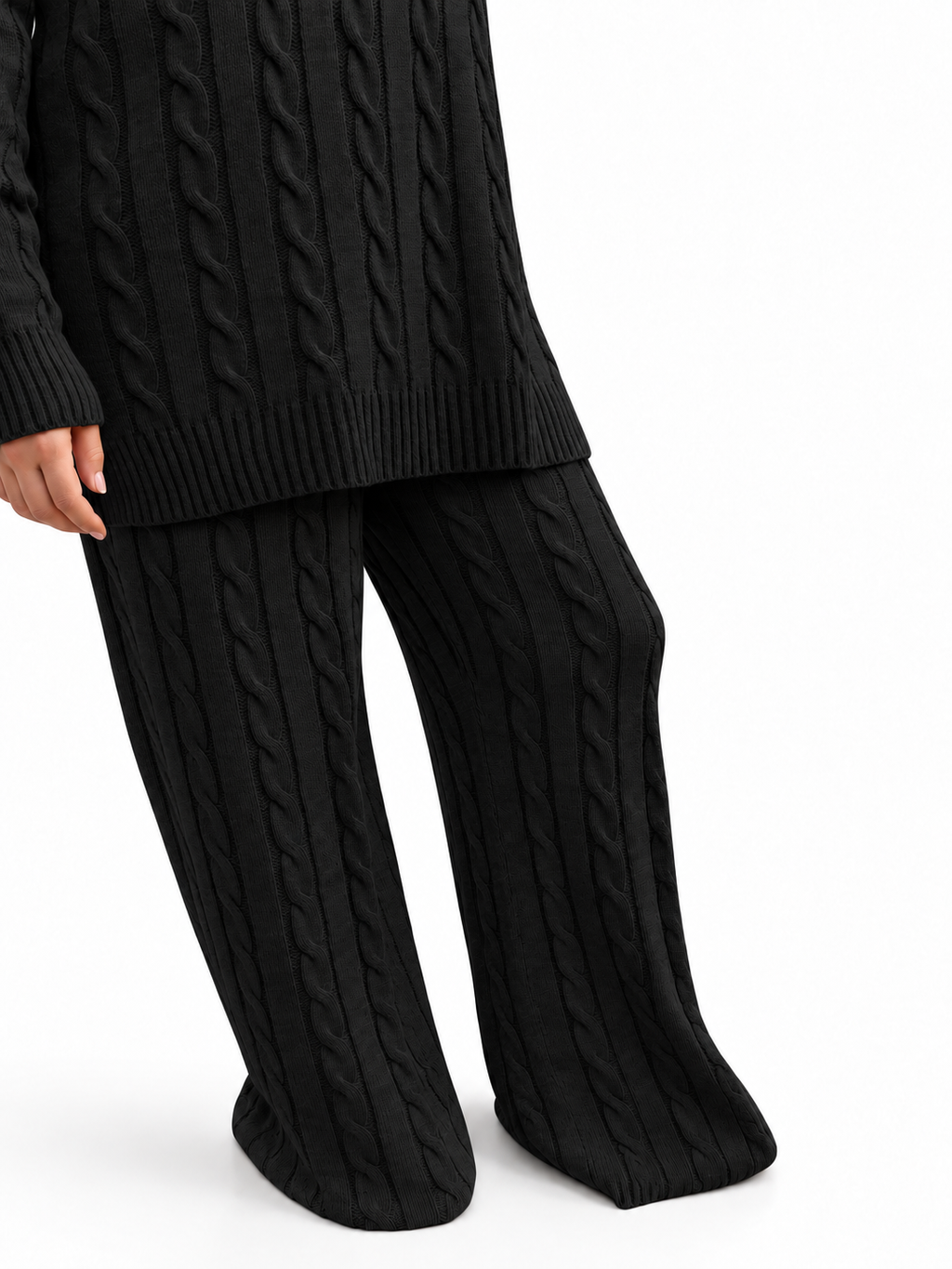 V-Neck Cable Knit Suit – 2 Pieces | ST007
