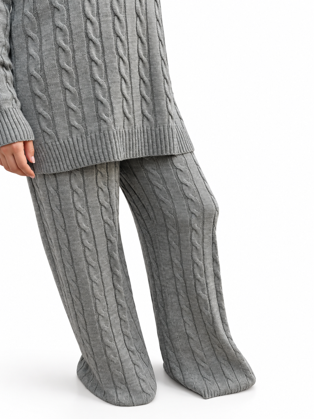 V-Neck Cable Knit Suit – 2 Pieces | ST007