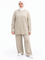 V-Neck Cable Knit Suit – 2 Pieces | ST007