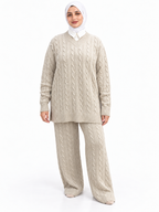 V-Neck Cable Knit Suit – 2 Pieces | ST007