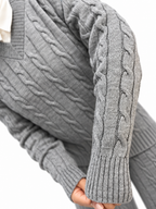 V-Neck Cable Knit Suit – 2 Pieces | ST007